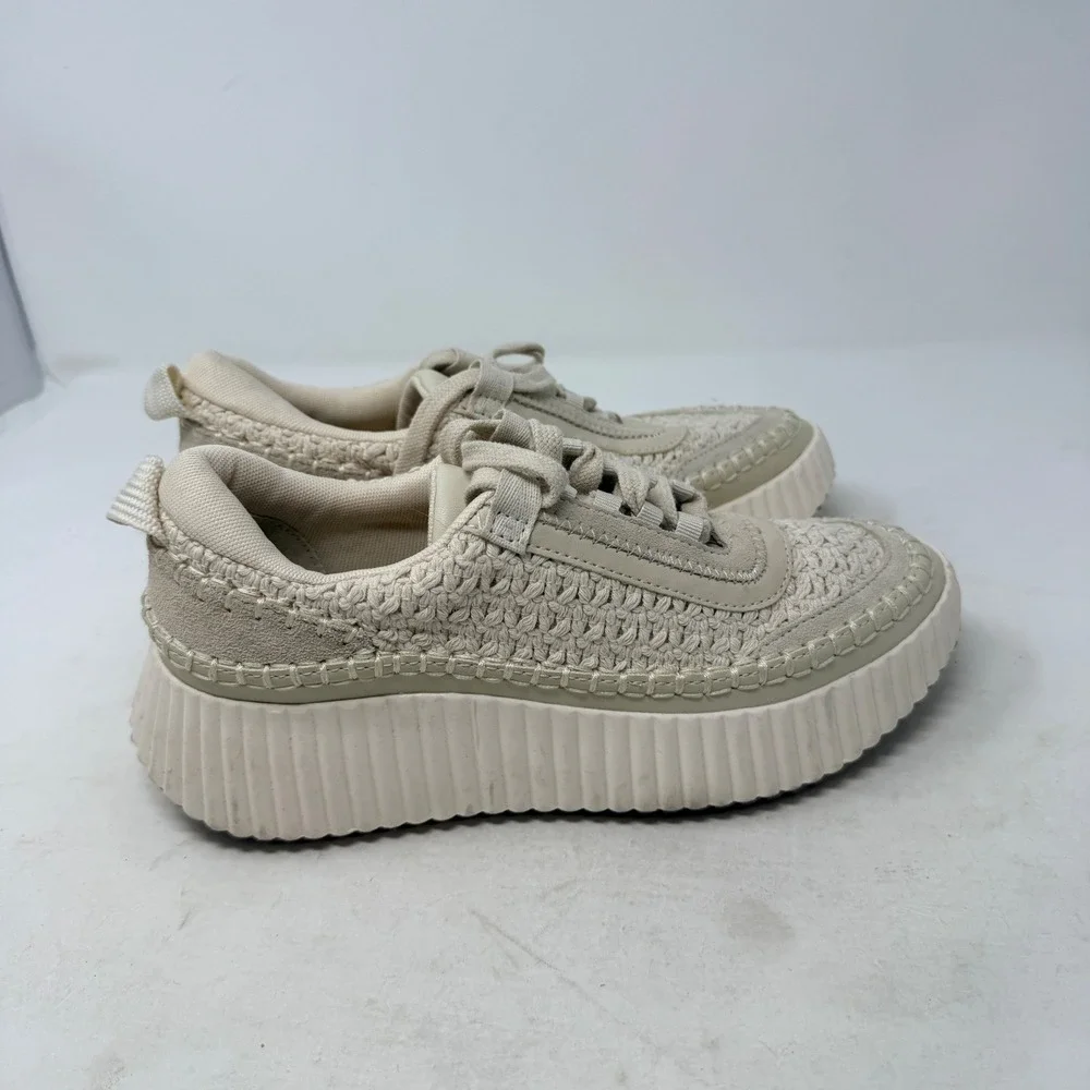 Dolce Vita Dolen Crochet Platform Sneakers Cream Whipstitch Size 7 Boho Chunky